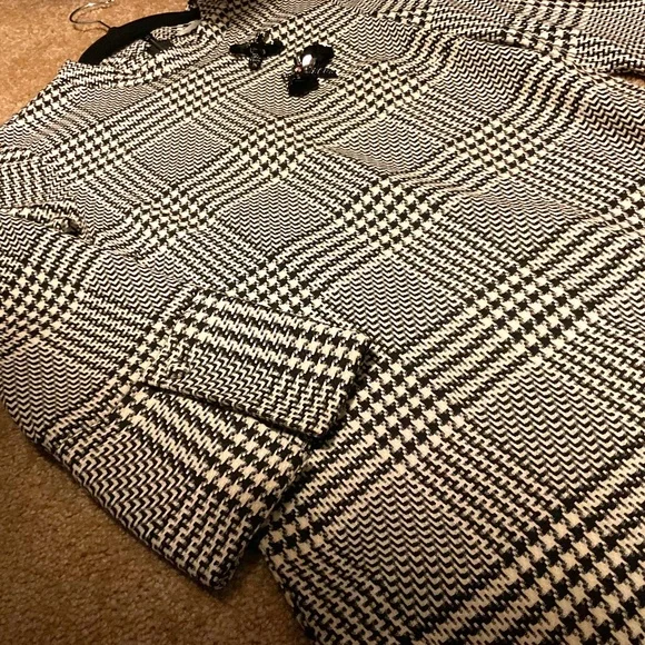 H&M | Dresses | Hm Houndstooth Plaid Dress With Sequin Embellishments Size  | Poshmark